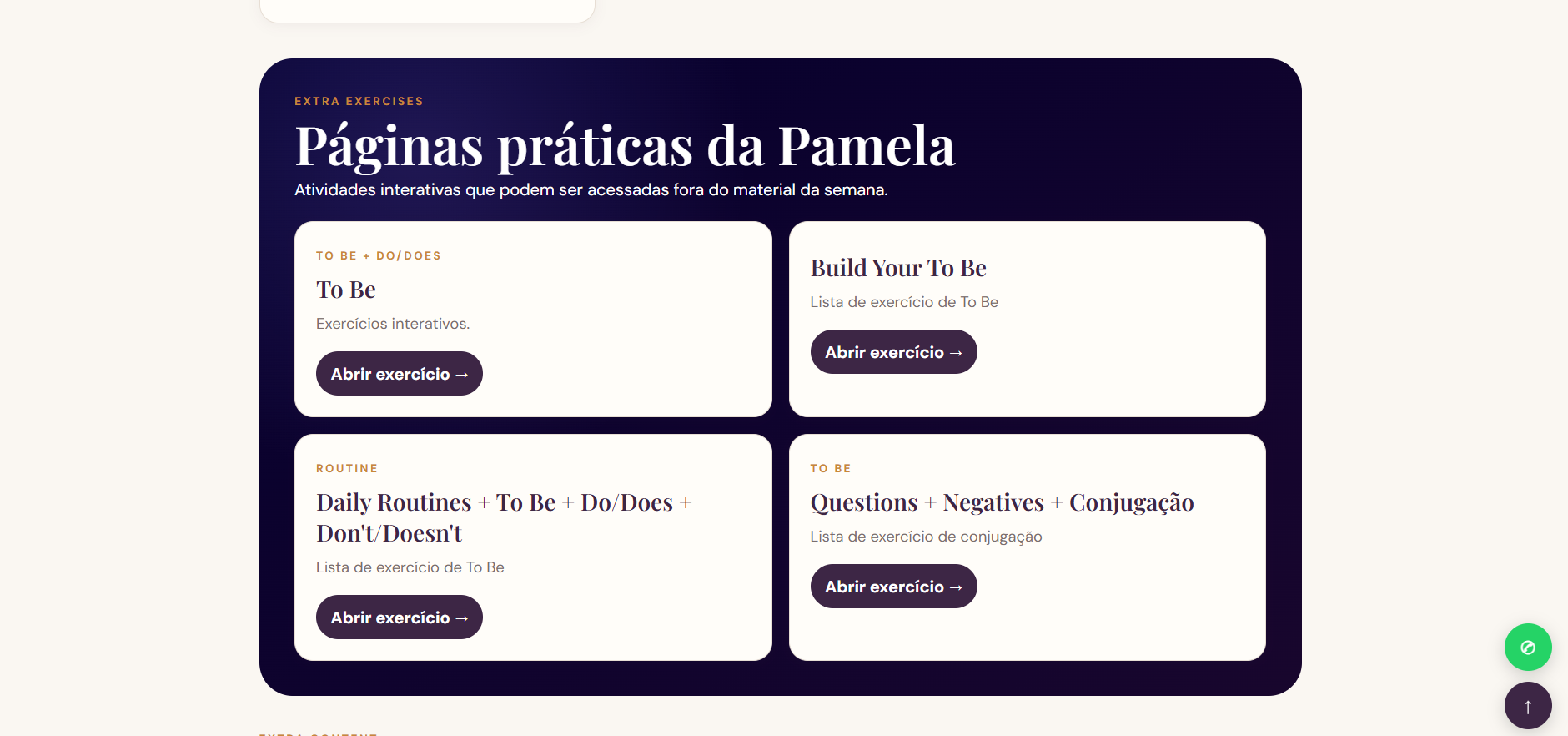 Screenshot dos flashcards YV
